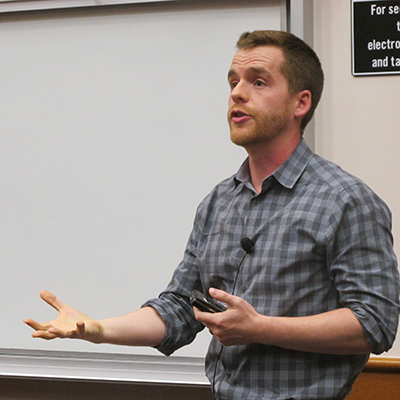 Bob Moyer speaking on campus
